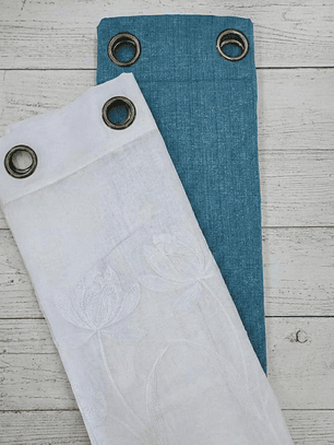 PACK DE CORTINAS DE TELA CON VISILLOS FLOR TULIPAN BLANCO