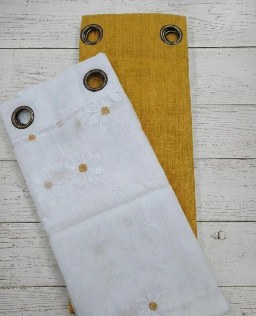 PACK DE CORTINAS DE TELA CON VISILLOS PISTILO AMARILLO 1