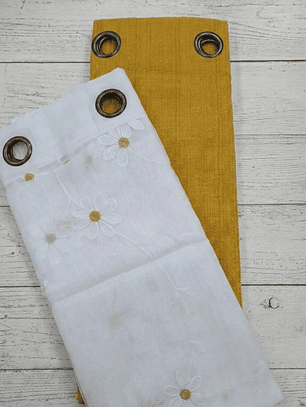 PACK DE CORTINAS DE TELA CON VISILLOS PISTILO AMARILLO