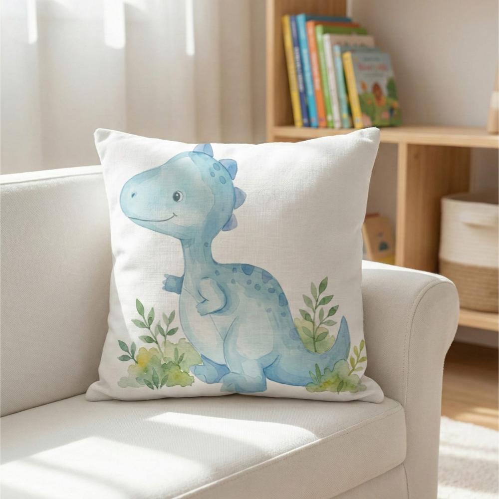 FUNDA DE COJIN INFANTIL DINO CELESTE 1