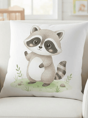 FUNDA DE COJIN INFANTIL MAPACHE