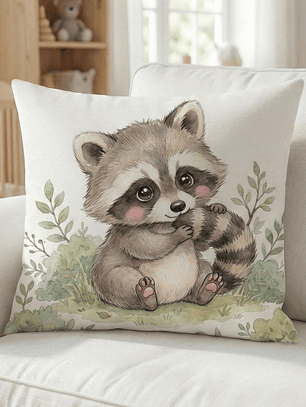 FUNDA DE COJIN INFANTIL MAPACHE BEBE