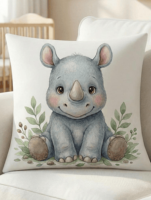 FUNDA DE COJIN INFANTIL RINOCERONTE BEBE