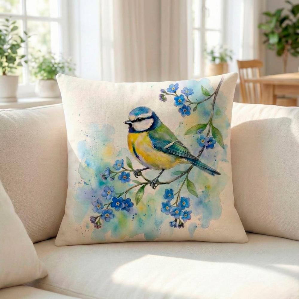 FUNDA DE COJIN AVE PECHO AMARILLO 1