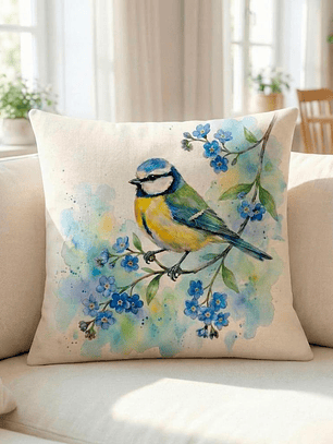 FUNDA DE COJIN AVE PECHO AMARILLO