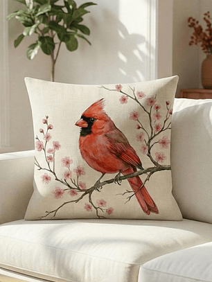 FUNDA DE COJIN AVE ROJA
