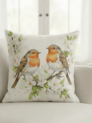 FUNDA DE COJIN PAREJA DE AVES