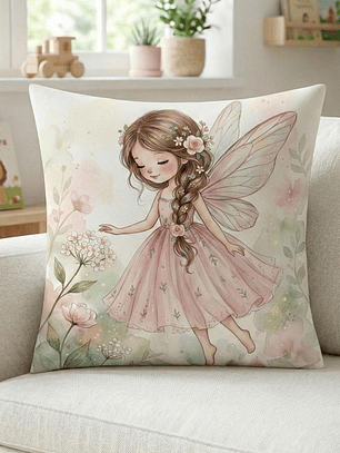 FUNDA DE COJIN INFANTIL HADA CON TRENZA