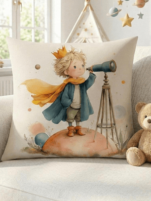 FUNDA DE COJIN INFANTIL PRINCIPITO TELESCOPIO