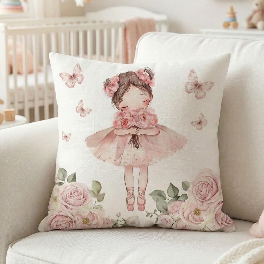 FUNDA DE COJIN INFANTIL BAILARINA CON MARIPOSAS 1