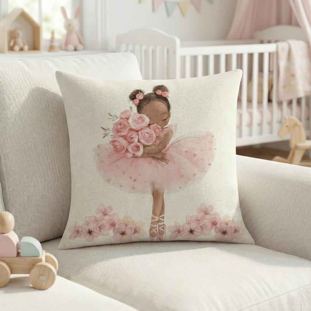 FUNDA DE COJIN INFANTIL BAILARINA CON FLORES 1