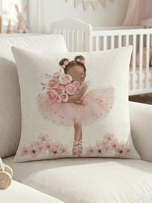 FUNDA DE COJIN INFANTIL BAILARINA CON FLORES