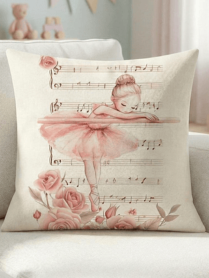 FUNDA DE COJIN INFANTIL BAILARINA EN BARRA