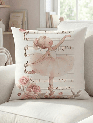 FUNDA DE COJIN INFANTIL BAILARINA PARTITURA