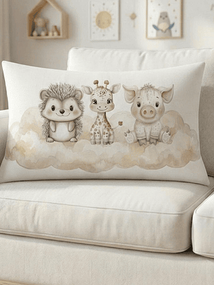 FUNDA DE COJIN INFANTIL PUERCOESPIN JIRAFA CERDO