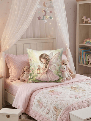 FUNDA DE COJIN INFANTIL HADA CON FAROL