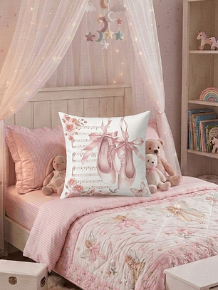 FUNDA DE COJIN INFANTIL ZAPATILLAS DE BALLET