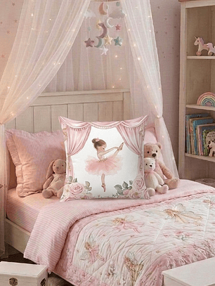 FUNDA DE COJIN INFANTIL BAILARINA TELON