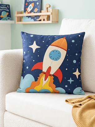 FUNDA DE COJIN INFANTIL COHETE 