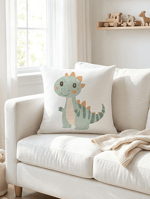 FUNDA DE COJIN INFANTIL DINOSAURIO VERDE