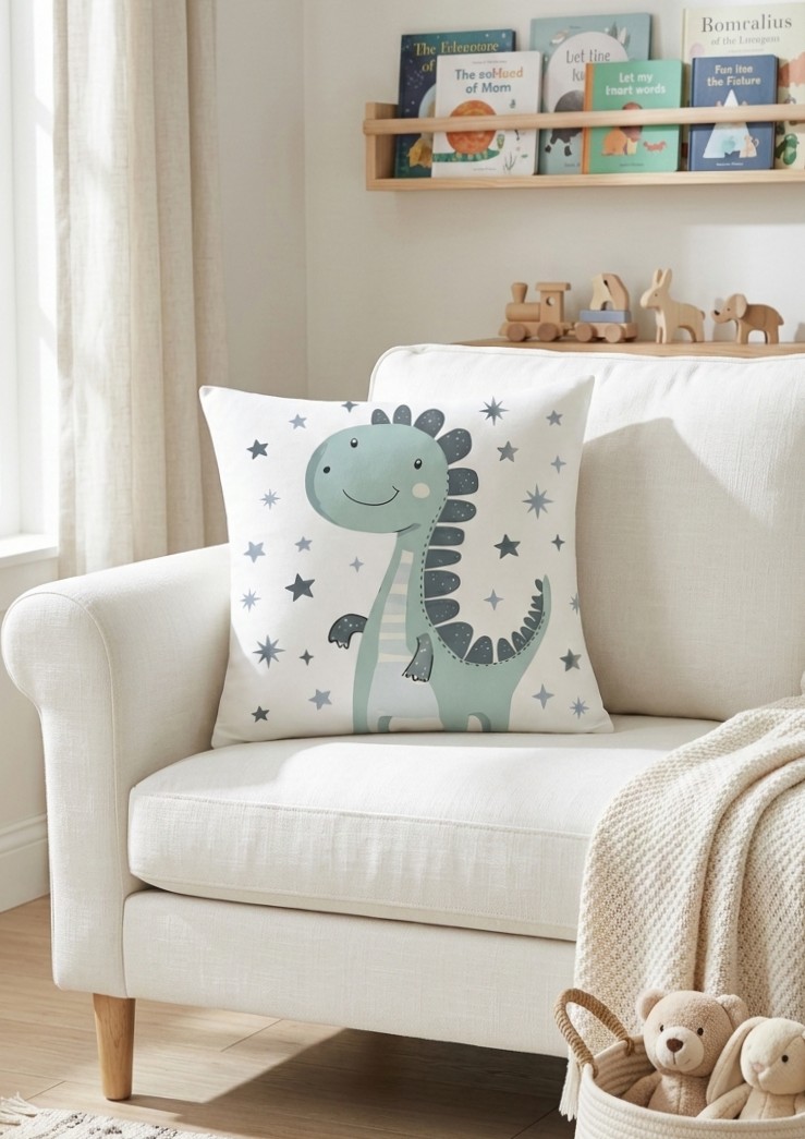 FUNDA DE COJIN INFANTIL DINOSAURIO  1