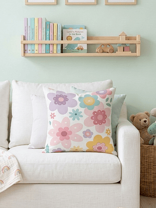 FUNDA DE COJIN INFANTIL FLORES COLOR