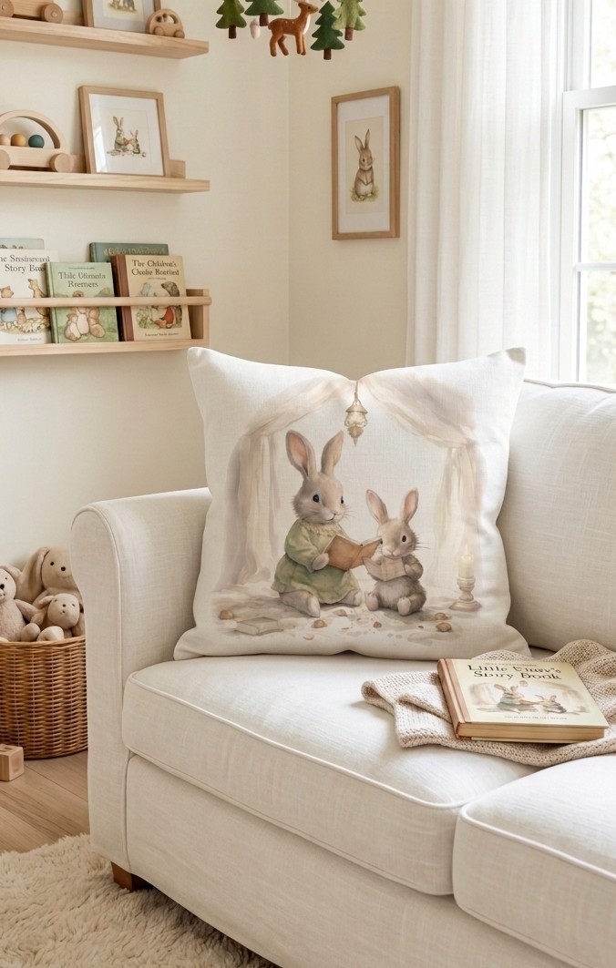 FUNDA DE COJIN INFANTIL CONEJITOS 1