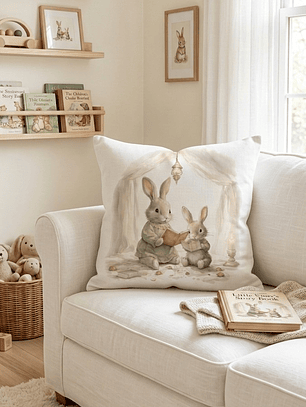 FUNDA DE COJIN INFANTIL CONEJITOS