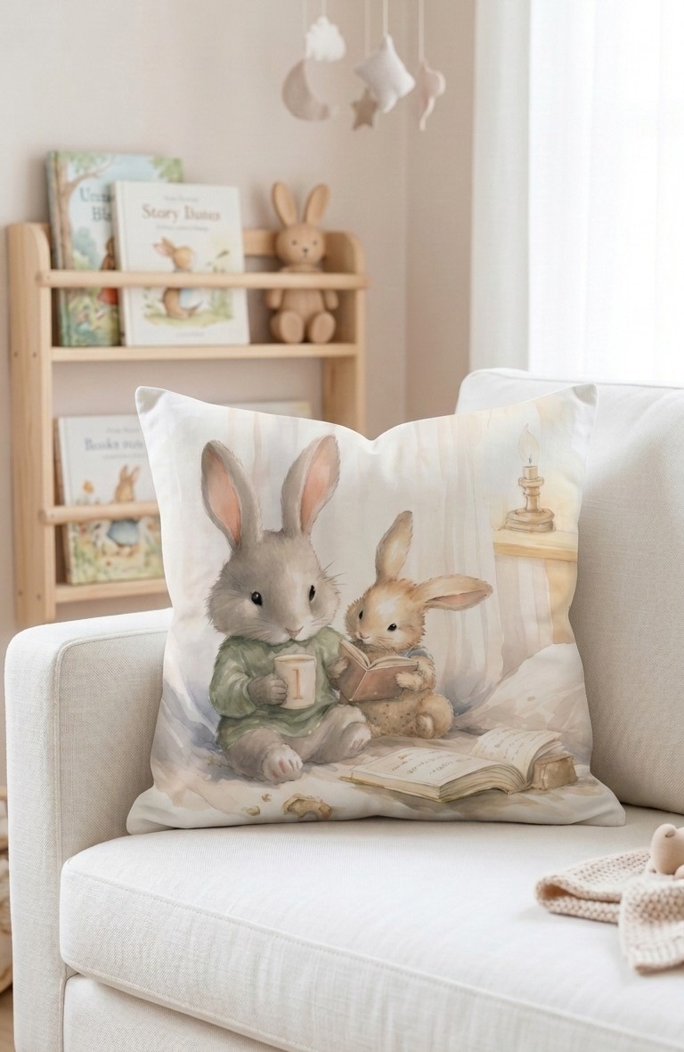 FUNDA DE COJIN INFANTIL CONEJITOS 2 1