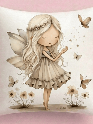 FUNDA DE COJIN INFANTIL HADA CAFE