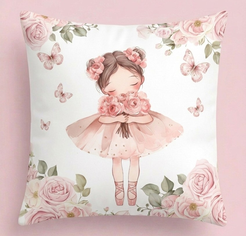 FUNDA DE COJIN INFANTIL BAILARINA CON MARIPOSAS 2