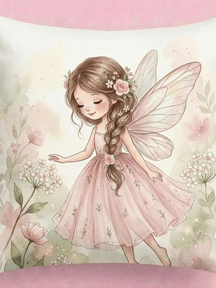 FUNDA DE COJIN INFANTIL HADA CON TRENZA