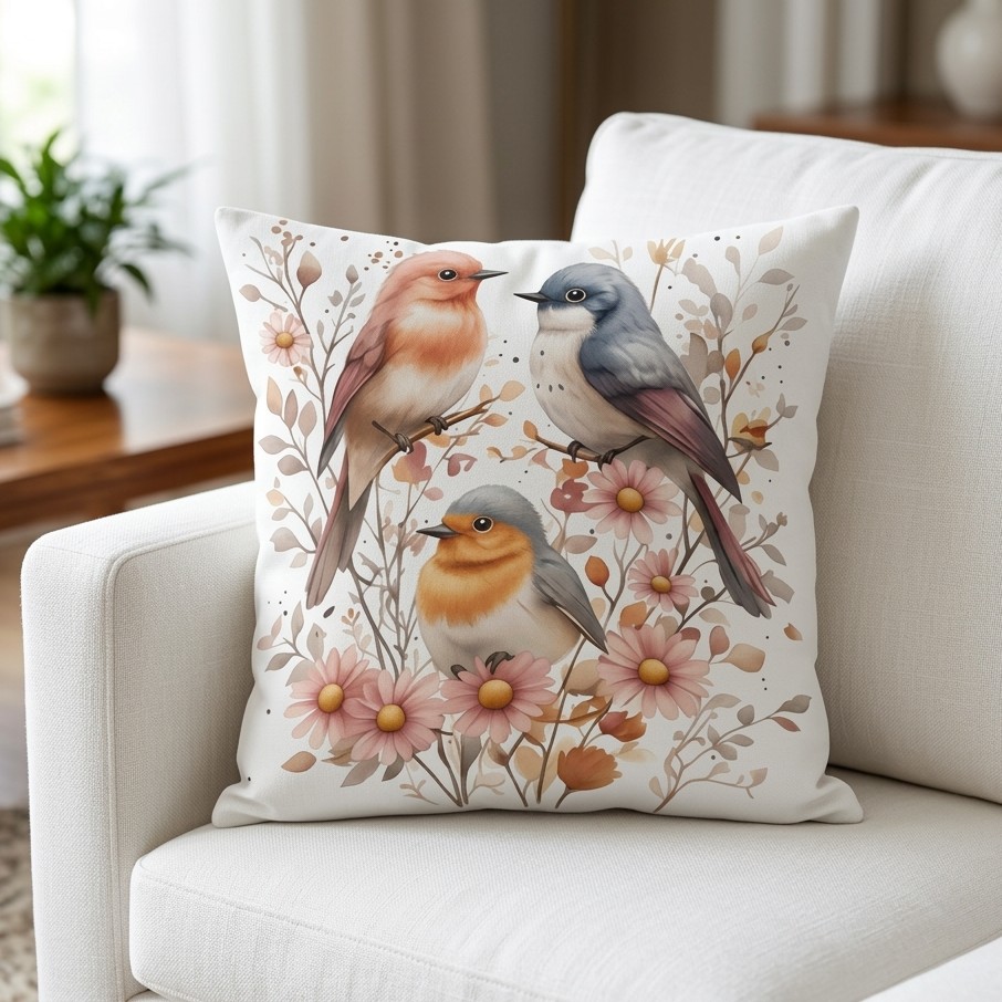 FUNDA DE COJIN TRES AVES COLOR 1