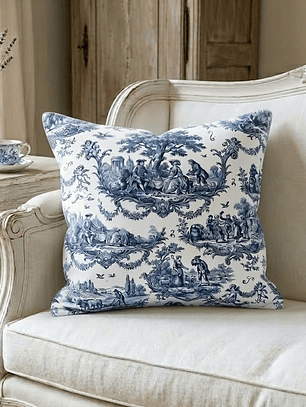 FUNDA DE COJIN TOILE DE JOUY AZUL