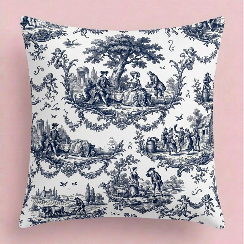 FUNDA DE COJIN TOILE DE JOUY AZUL 2