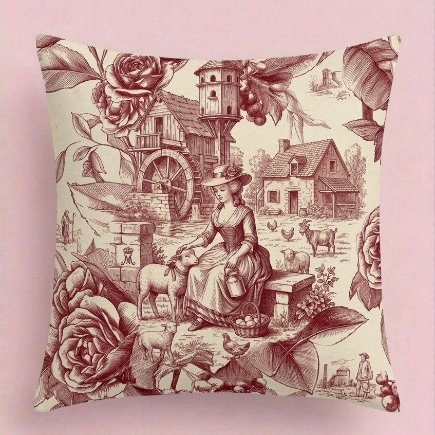 FUNDA DE COJIN TOILE DE JOUY ROJO 2