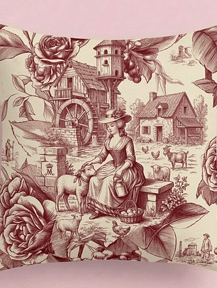 FUNDA DE COJIN TOILE DE JOUY ROJO