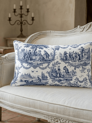 FUNDA DE COJIN REC. TOILE DE JOUY AZUL