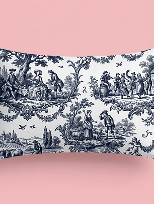 FUNDA DE COJIN REC. TOILE DE JOUY AZUL