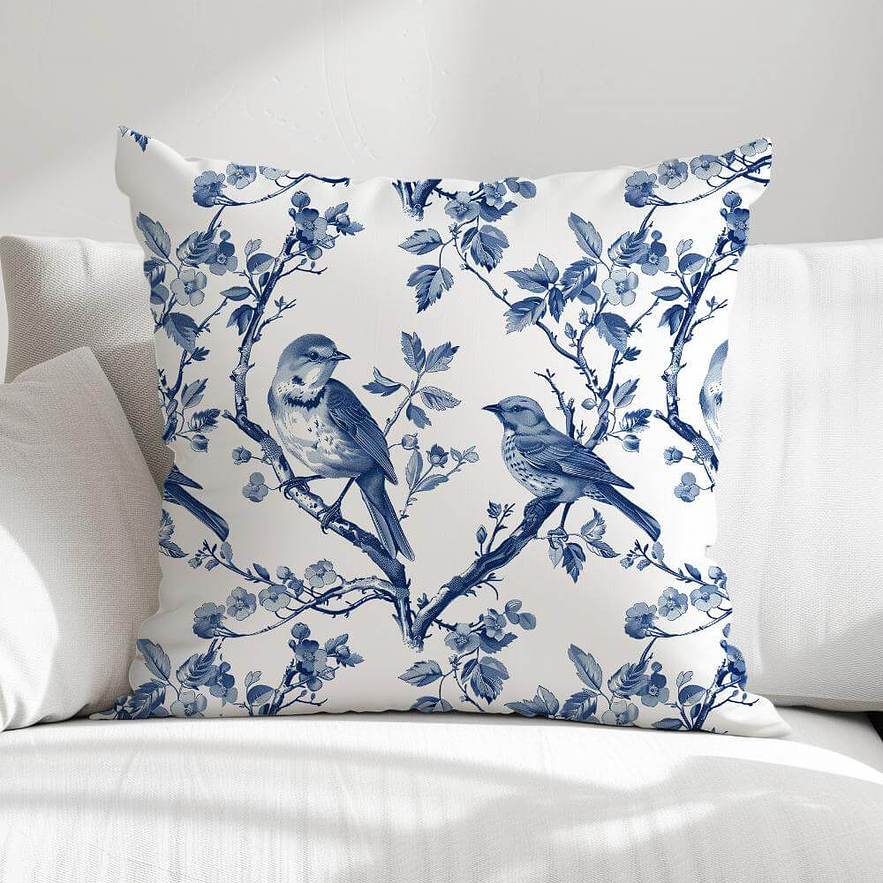 Gorriones azules sobre ramas azules