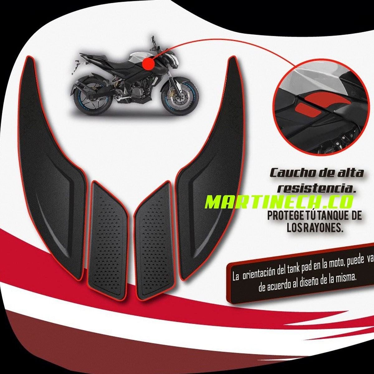 Protector Tanque Moto Laterales Caucho Antirayones Tank Pad