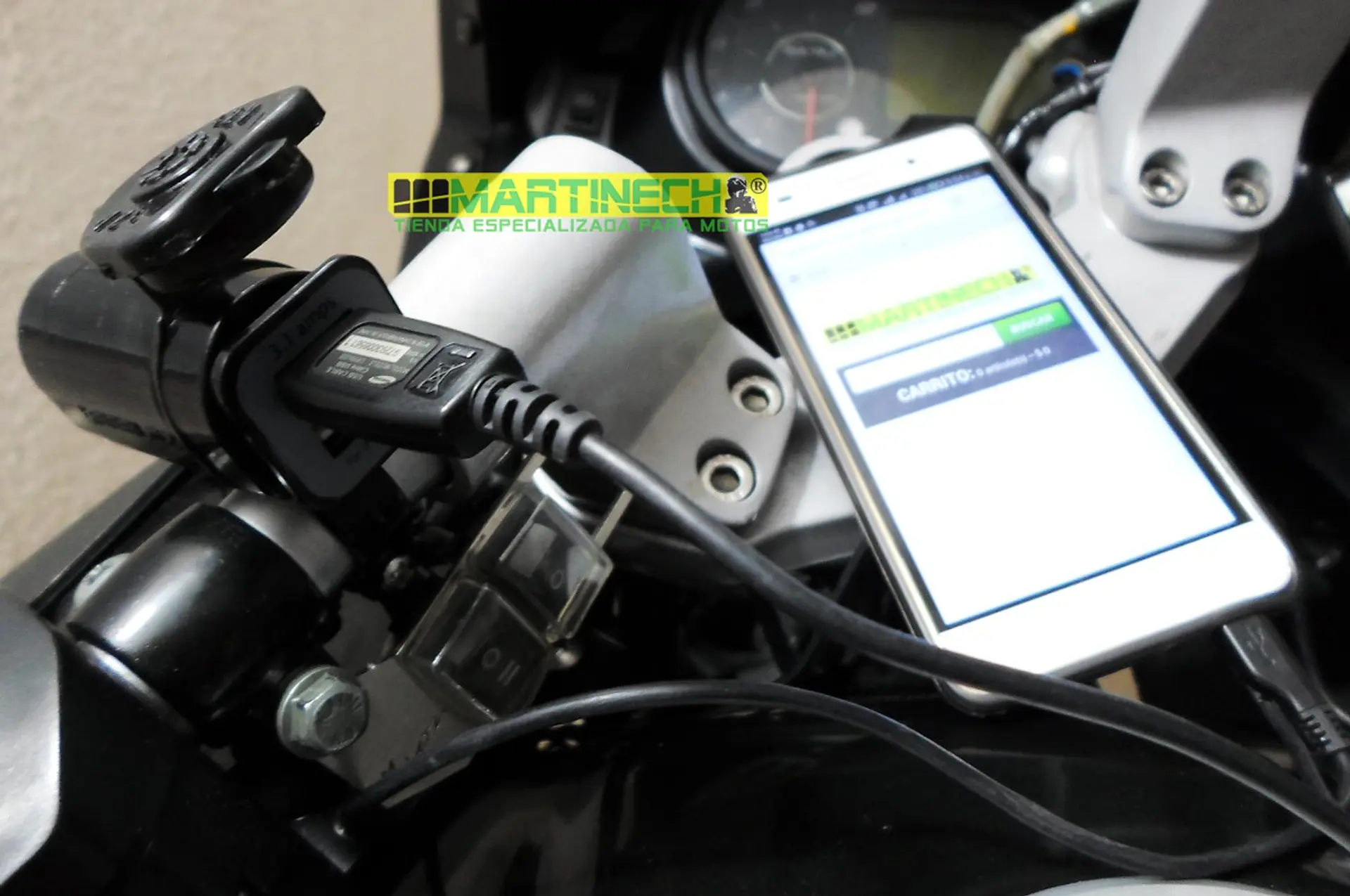 Cargador Moto Gps O Celular Doble Puerto Usb +soporte Espejo 2