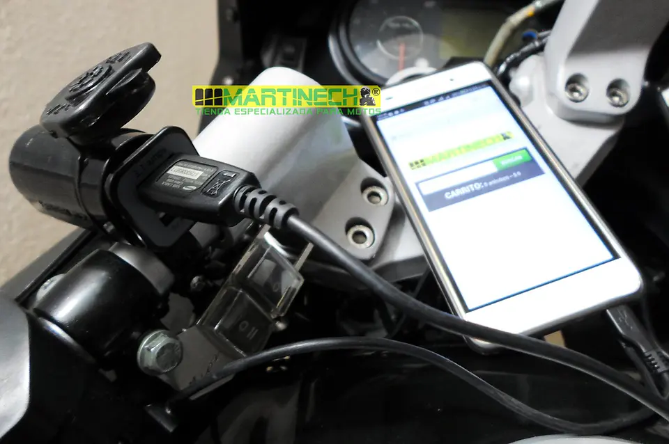 Cargador Moto Gps O Celular Doble Puerto Usb +soporte Espejo 2