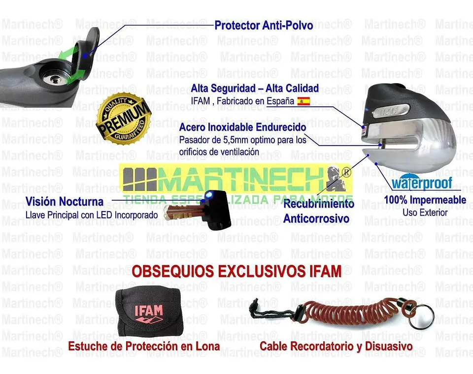 Candado Moto Freno De Disco Ifam Road 75 + Obsequios 3