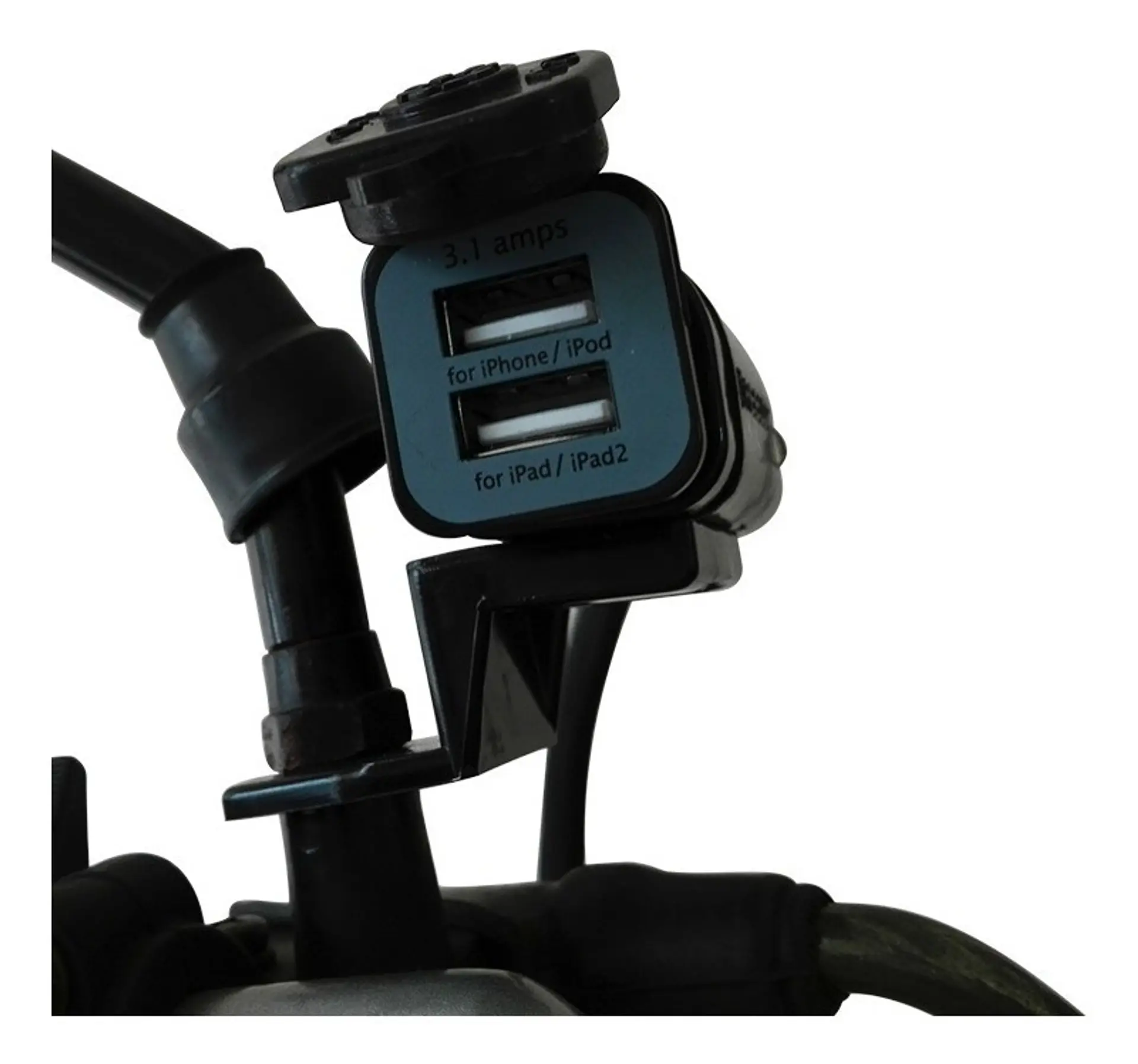Cargador Moto Gps O Celular Doble Puerto Usb +soporte Espejo 5