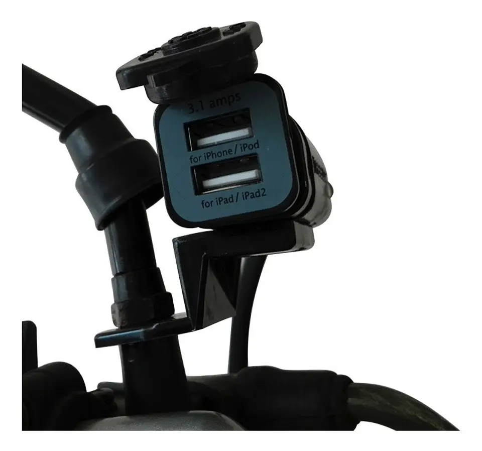 Cargador Moto Gps O Celular Doble Puerto Usb +soporte Espejo 5