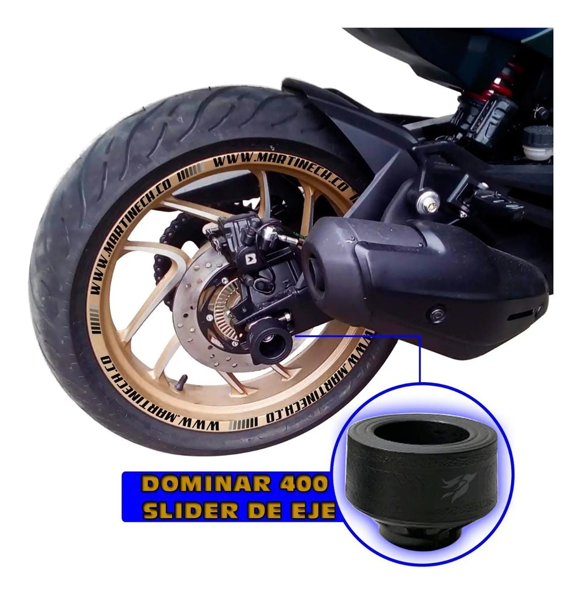 Slider Spools Dominar 400 Eje Llantas Delantero Y Trasero X4 4