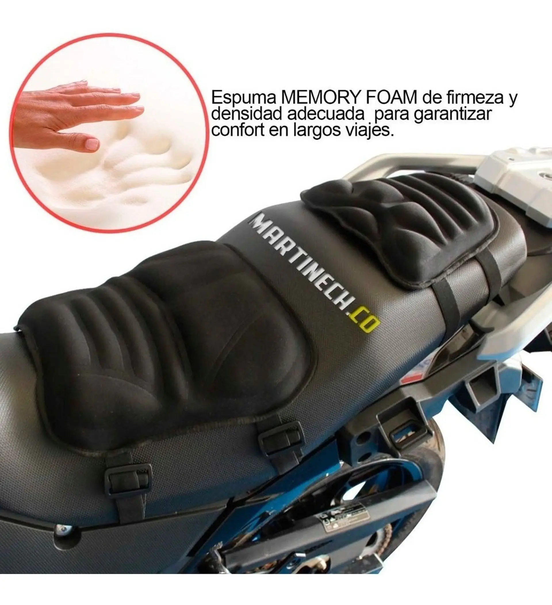 Cojín Para Moto Viaje Memory Foam Kit X 2 Comfort Seat 3