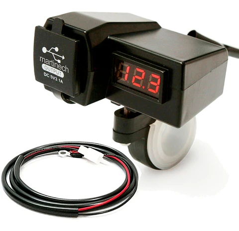 Cargador Moto Gps O Celular Doble Puerto Usb + Voltimetro