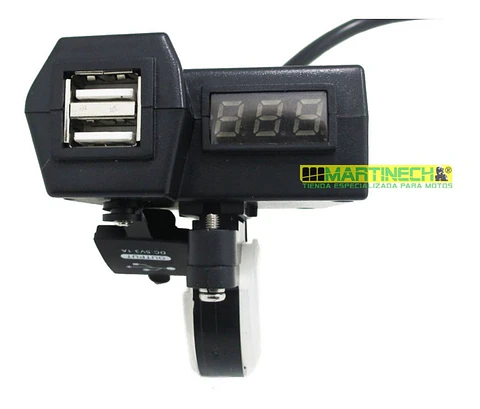 Cargador Moto Gps O Celular Doble Puerto Usb + Voltimetro